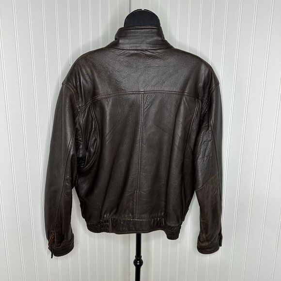 Vtg Mesa Ridge Brown Leather Bomber Jacket Mens Sz XL Motorcycle 90s Distressed - Picture 2 of 16